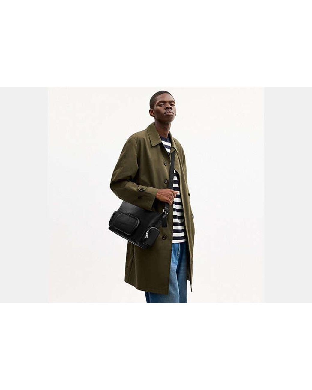 COACH Black Finn Crossbody Bag With Pockets for men