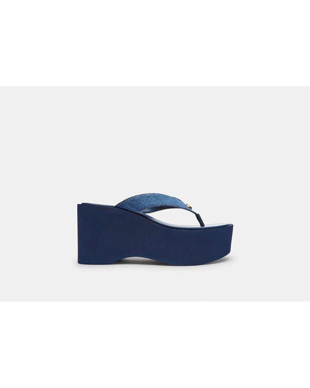 COACH Blue Sculpted C Platform Flip Flop