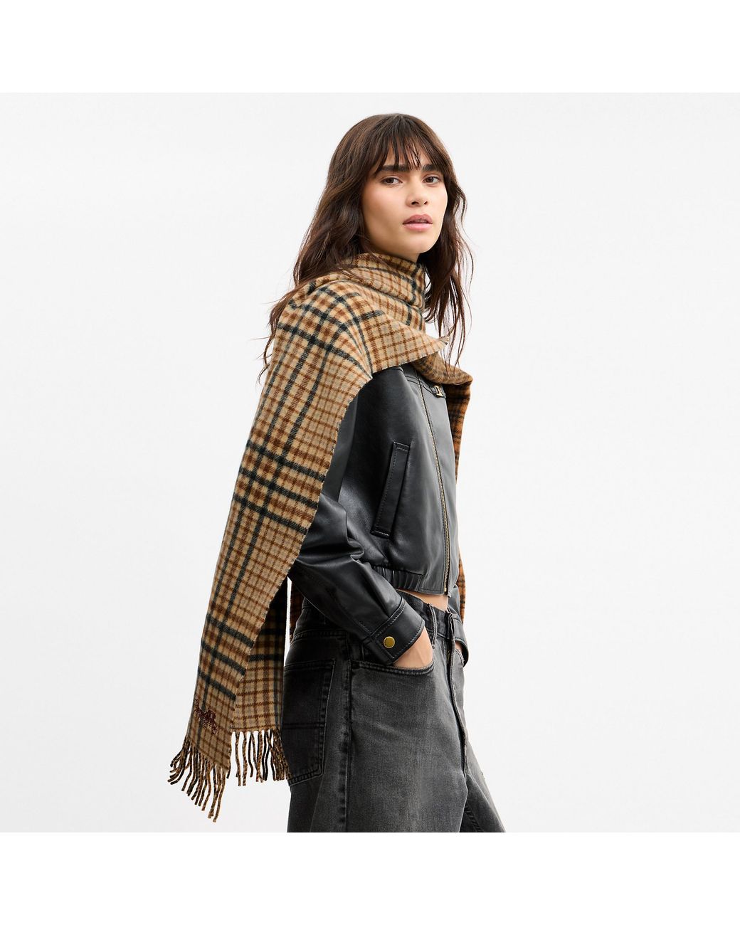 COACH Metallic Reversible Plaid Muffler