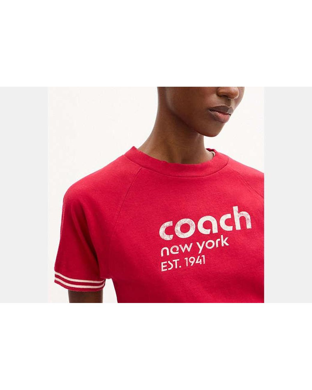 COACH Red Raglan Jersey T-Shirt