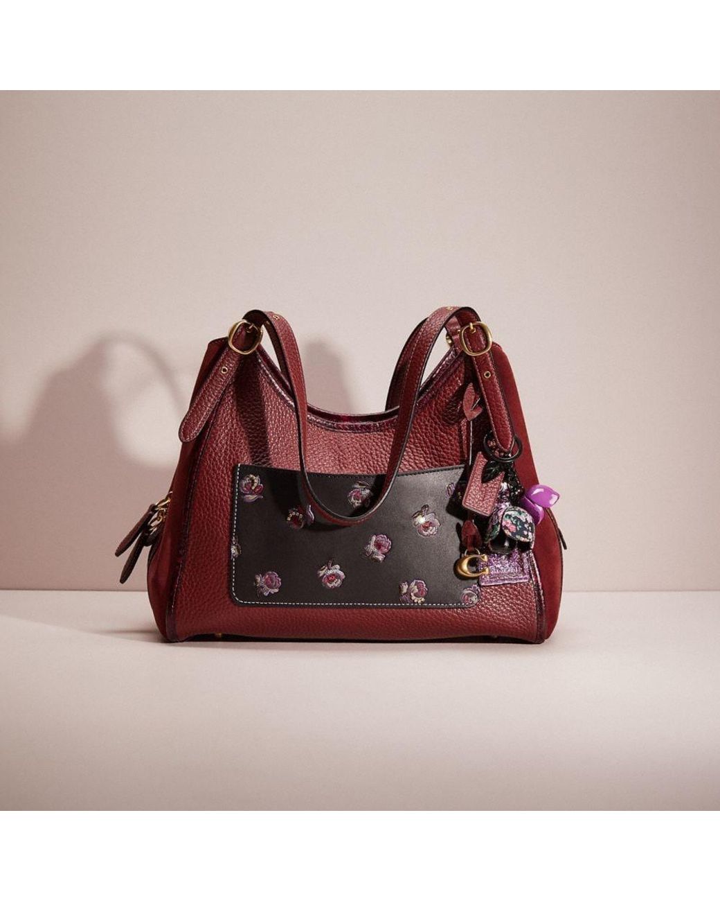 COACH Upcrafted Lori Shoulder Bag With Snakeskin Detail in Red Lyst