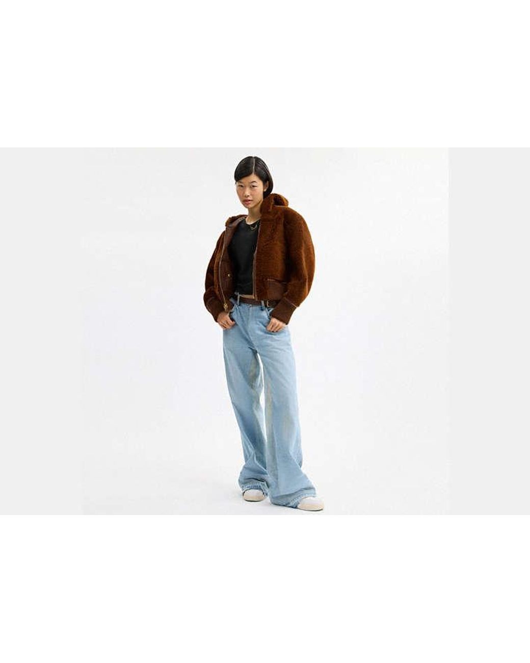COACH Brown Reversible Shearling Hoodie