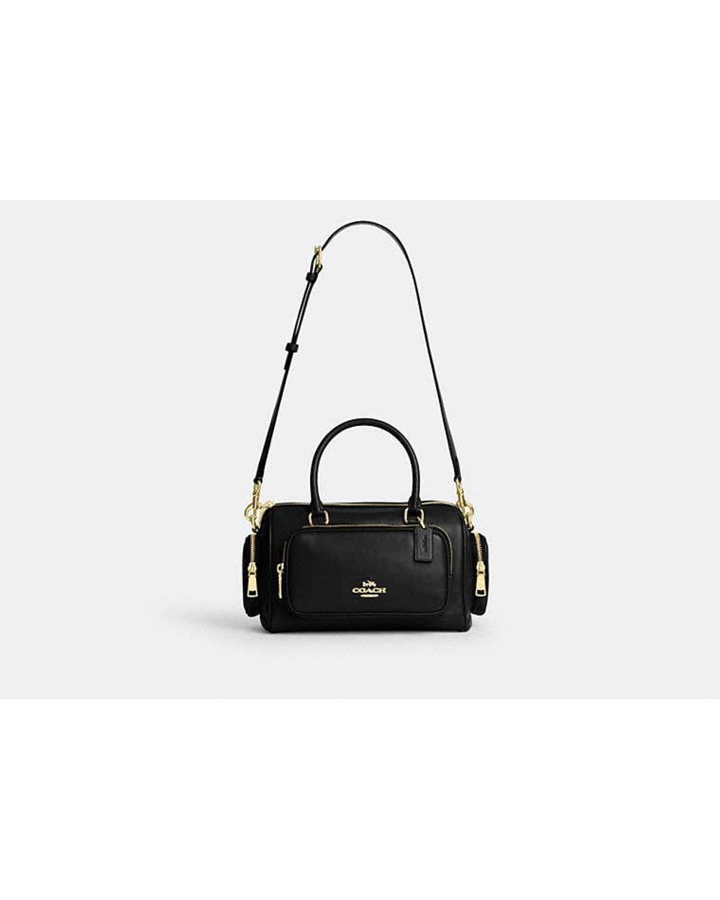 COACH Black Rowan Satchel Bag With Pockets
