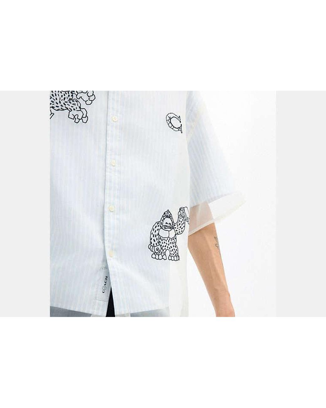 COACH Black Brain Dead Striped Camp Shirt for men