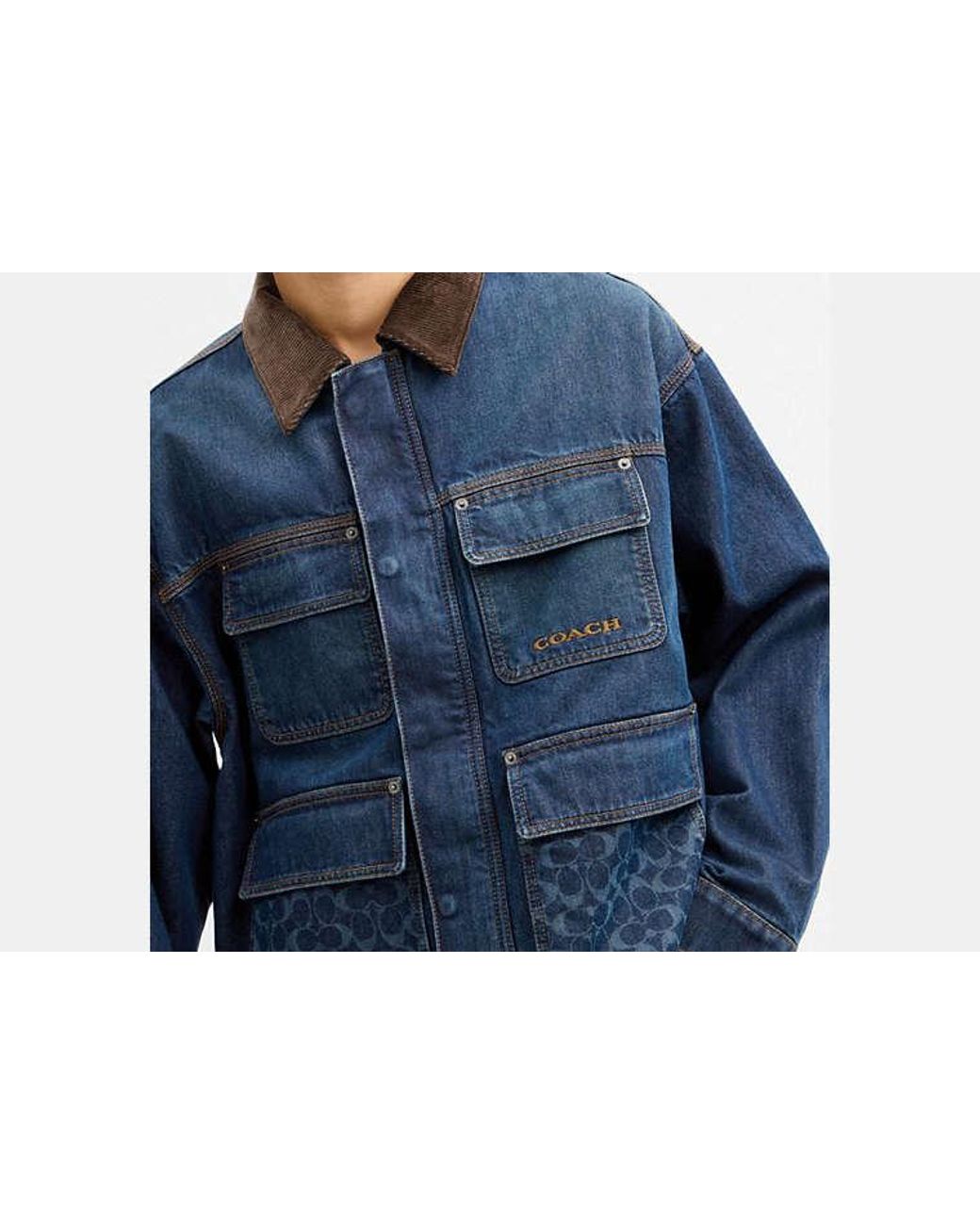 COACH Blue Denim Chore Coat With Flannel Lining for men