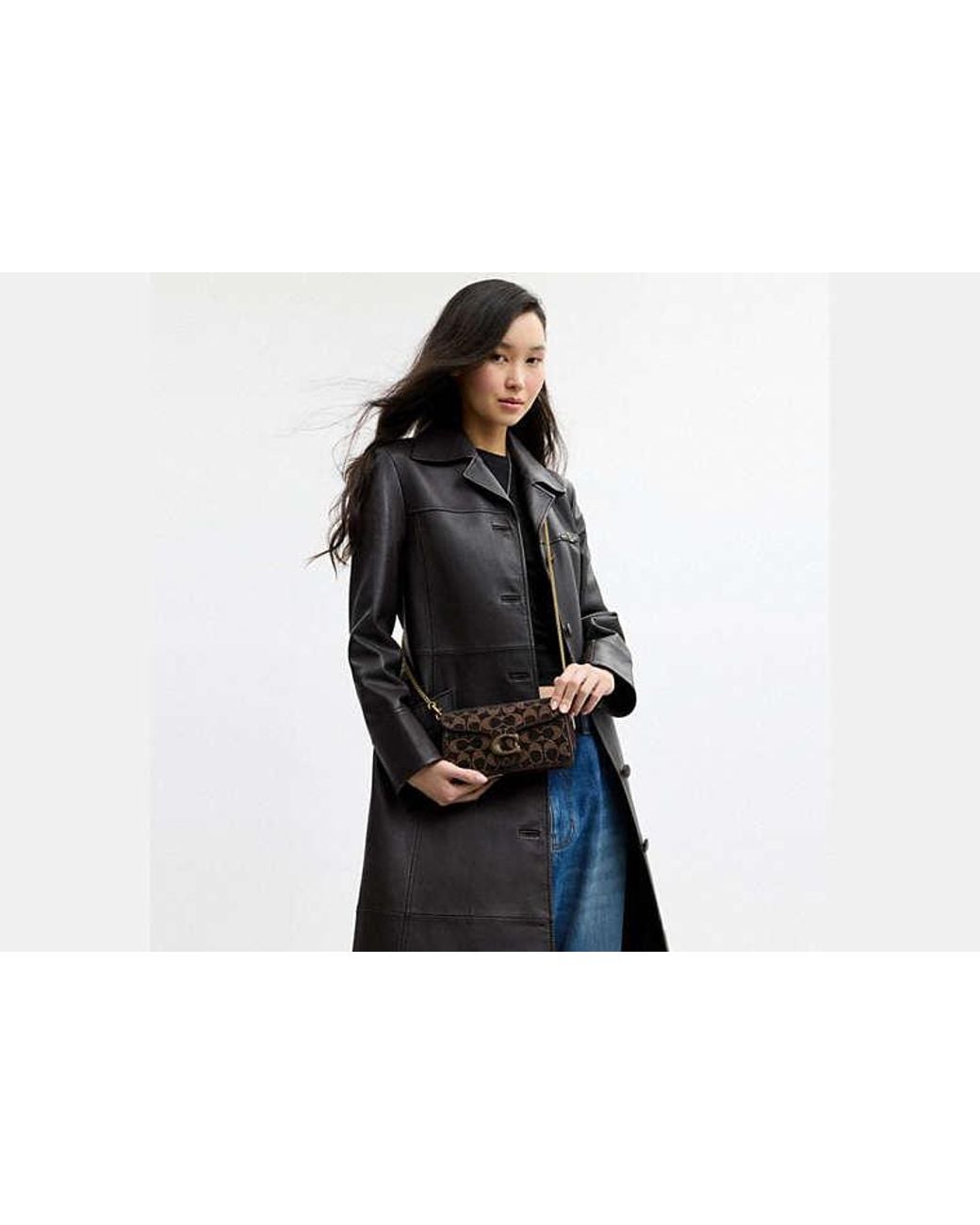 COACH Black Tabby Chain Crossbody Bag 19 With Crystal Signature