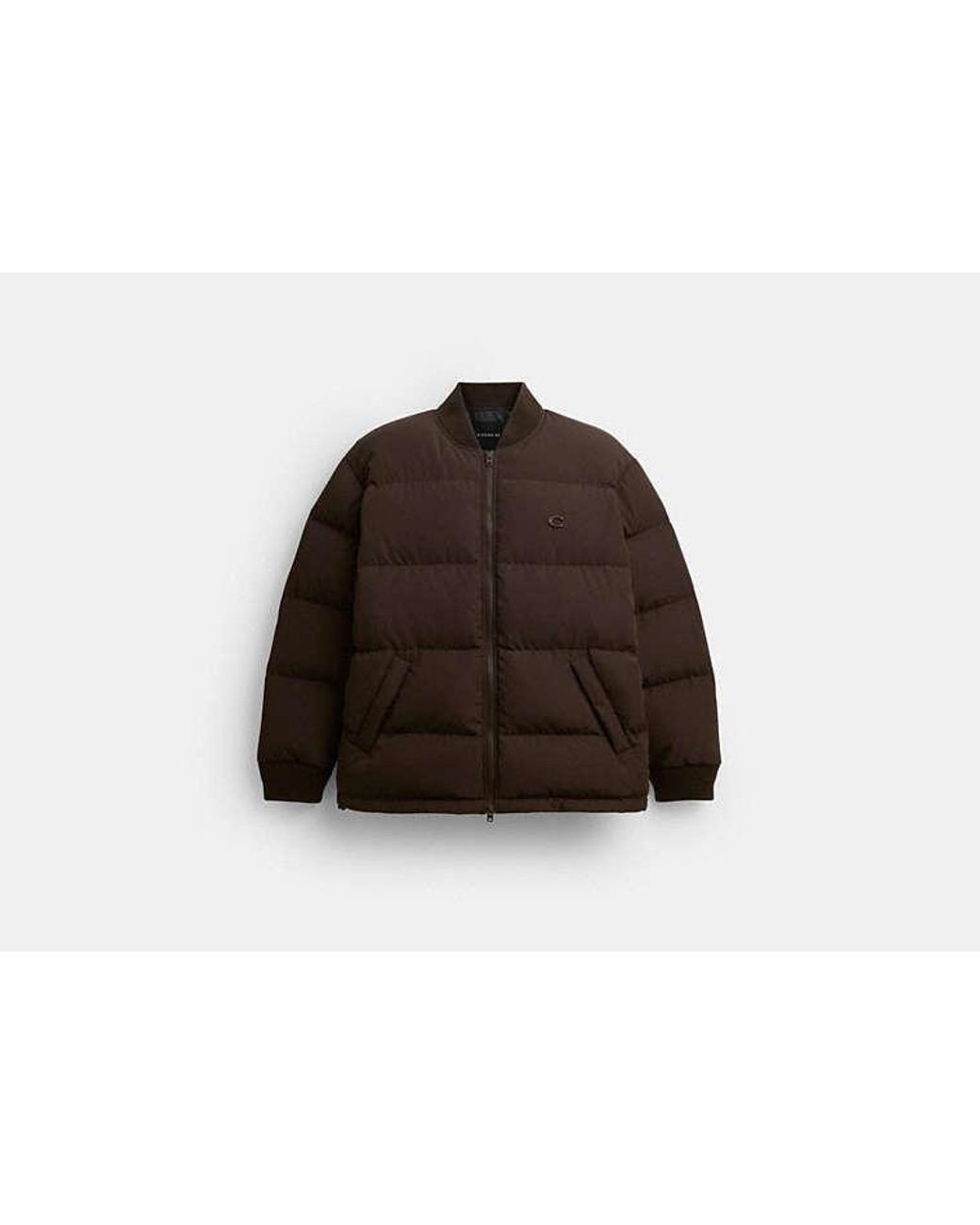 COACH Black Mid Length Puffer Jacket With Rib for men