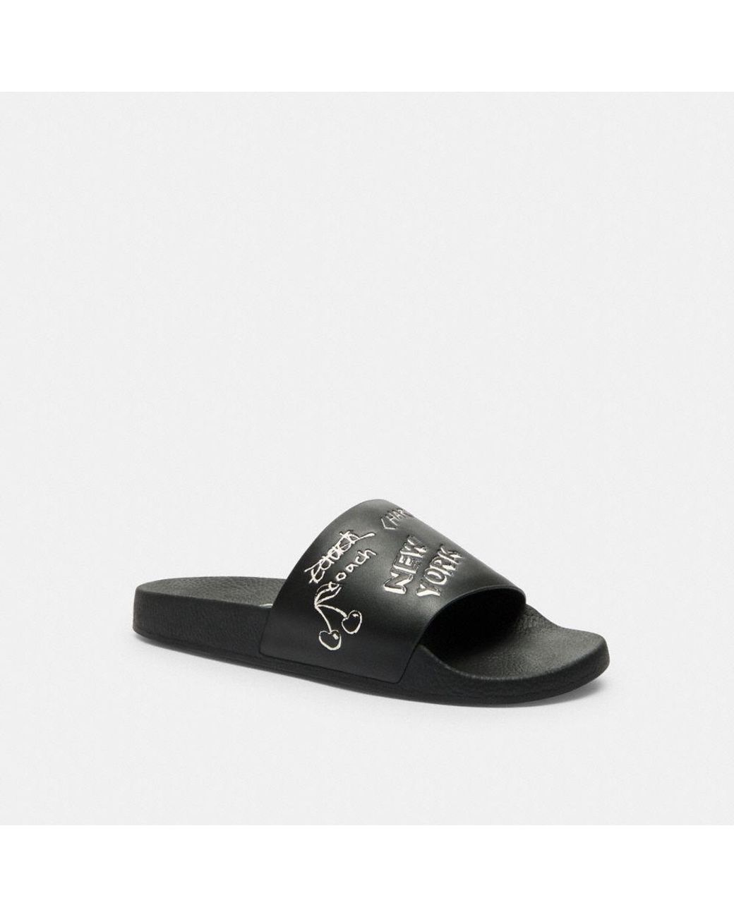 【COACH】プール スライド スケッチ プリント COACH Pool Slide With Sketch Print in Black for Men | Lyst
