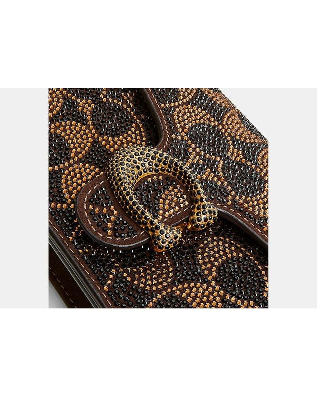 COACH Black Tabby Chain Crossbody Bag 19 With Crystal Signature