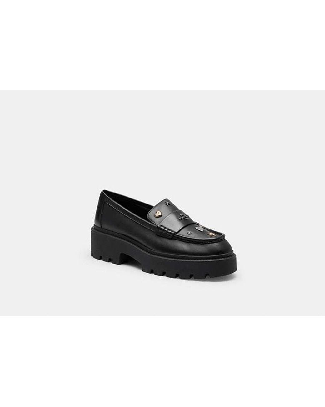 COACH Black Lucy Loafer With Embellishment