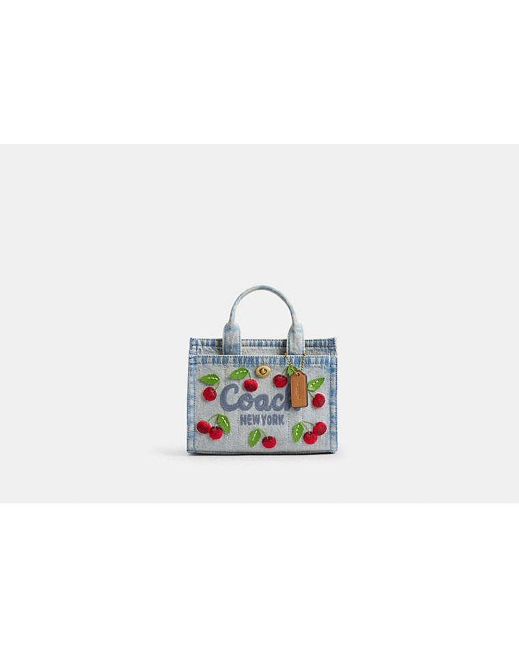 COACH Cargo Tote Bag 20 With Cherry Embroidery in Black | Lyst UK
