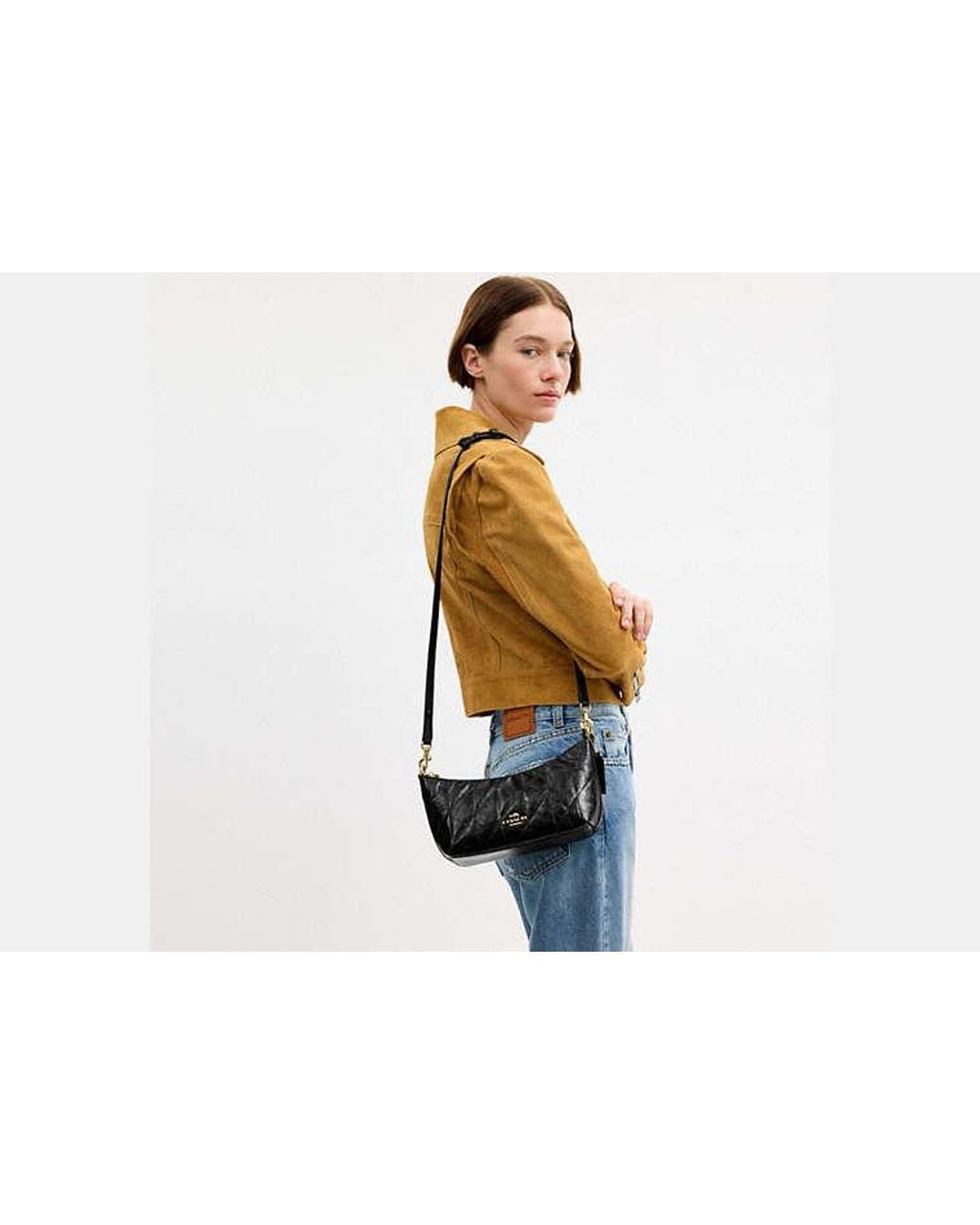 COACH Black Caitlin Shoulder Bag With Quilting