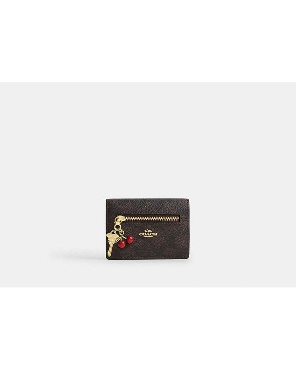 COACH Black Card Case With Charms