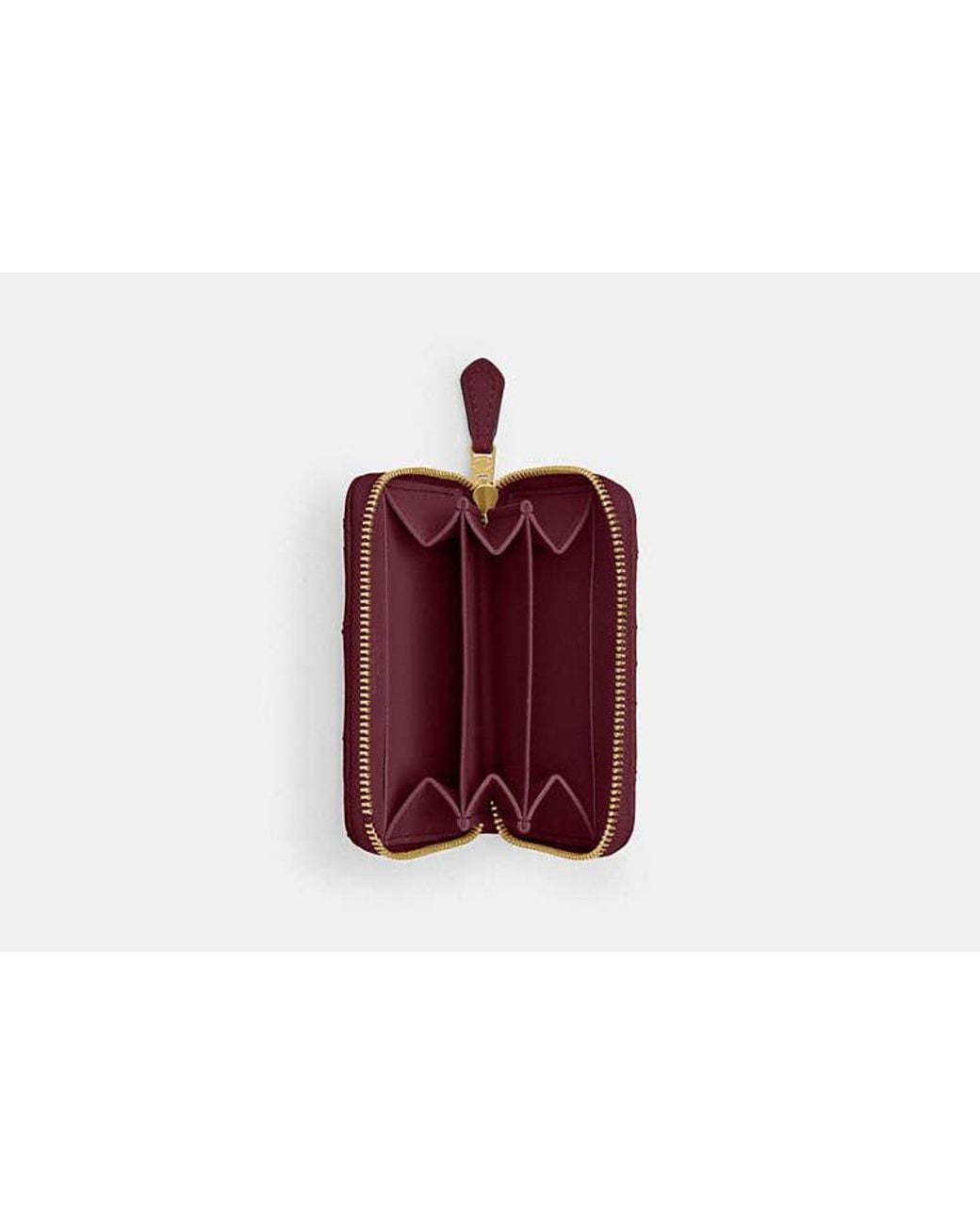 COACH Red Essential Small Zip Around Card Case With Pillow Quilting