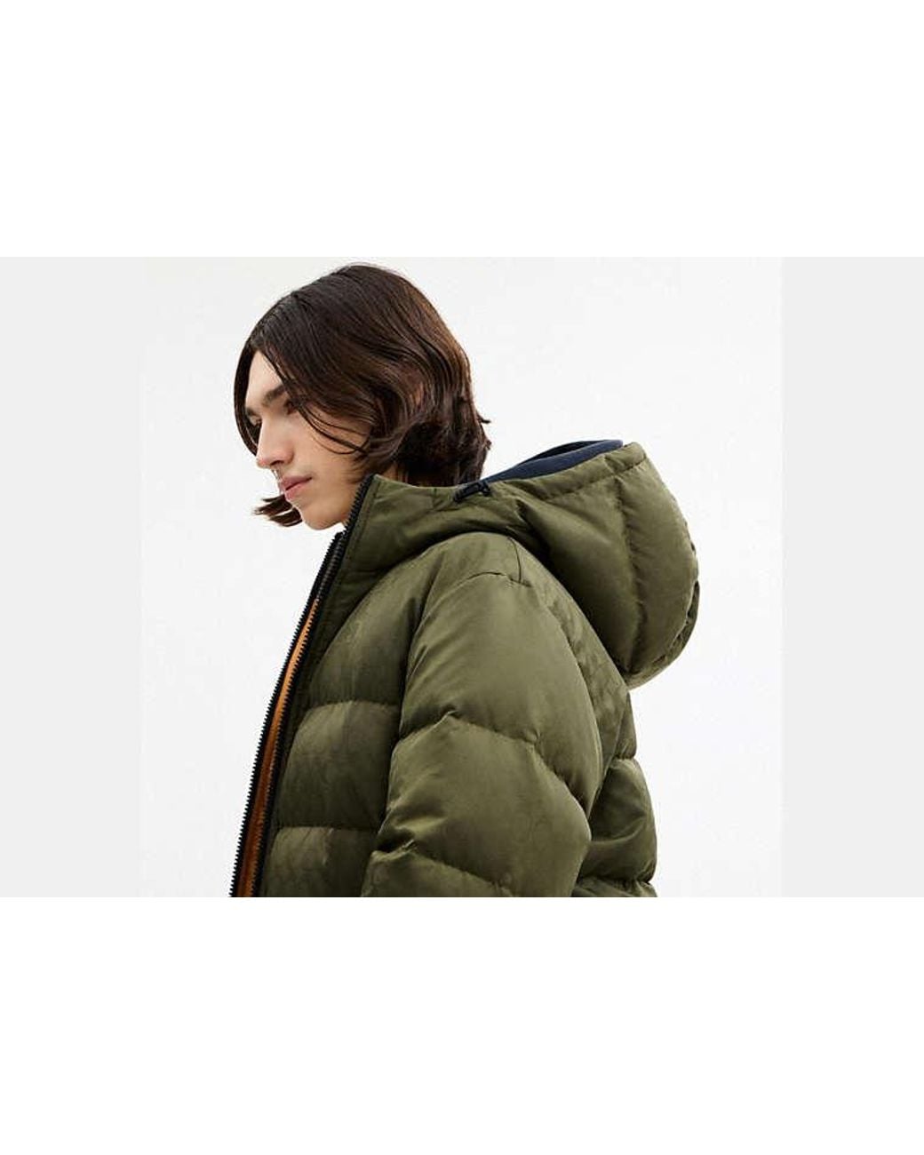 COACH Green Tonal Signature Down Jacket for men