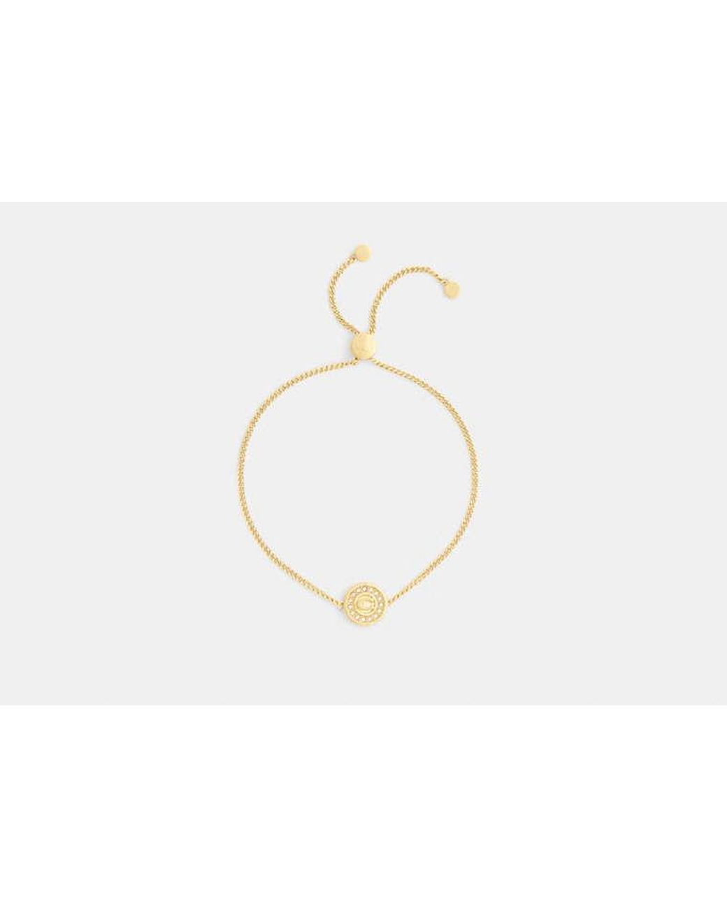 COACH Black Signature Pavé Coin Slider Bracelet