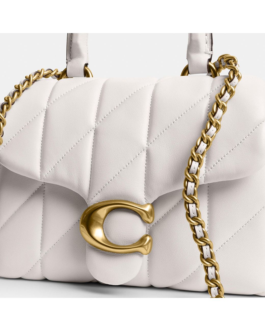 COACH Tabby Top Handle Bag With Quilting in White | Lyst