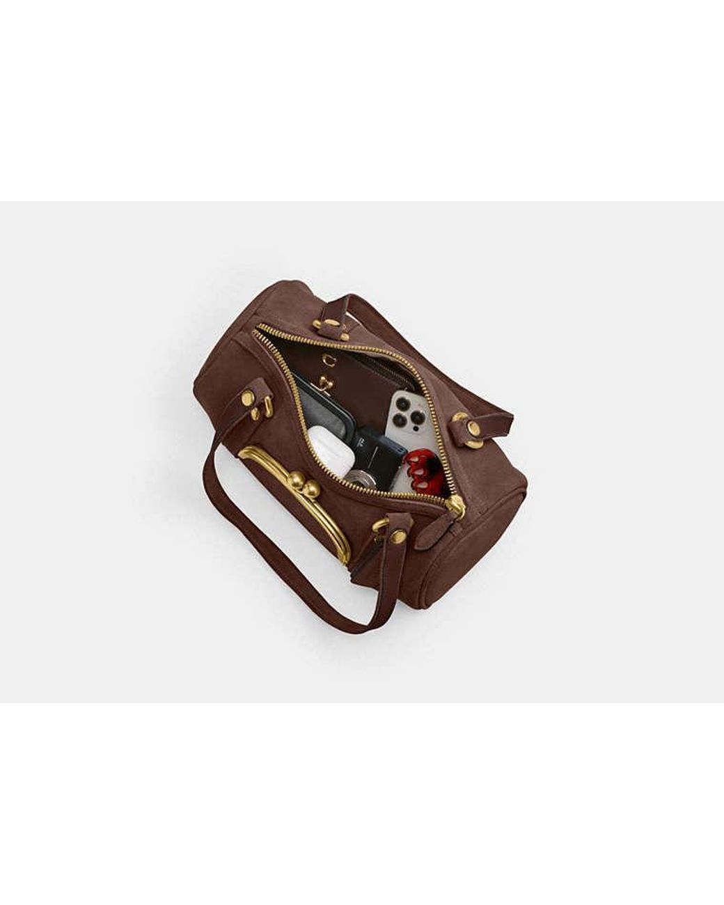 COACH Black Kisslock Barrel Bag