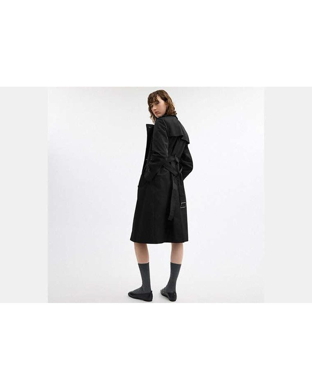 Trench Largo En, Talla Mediano COACH de color Black