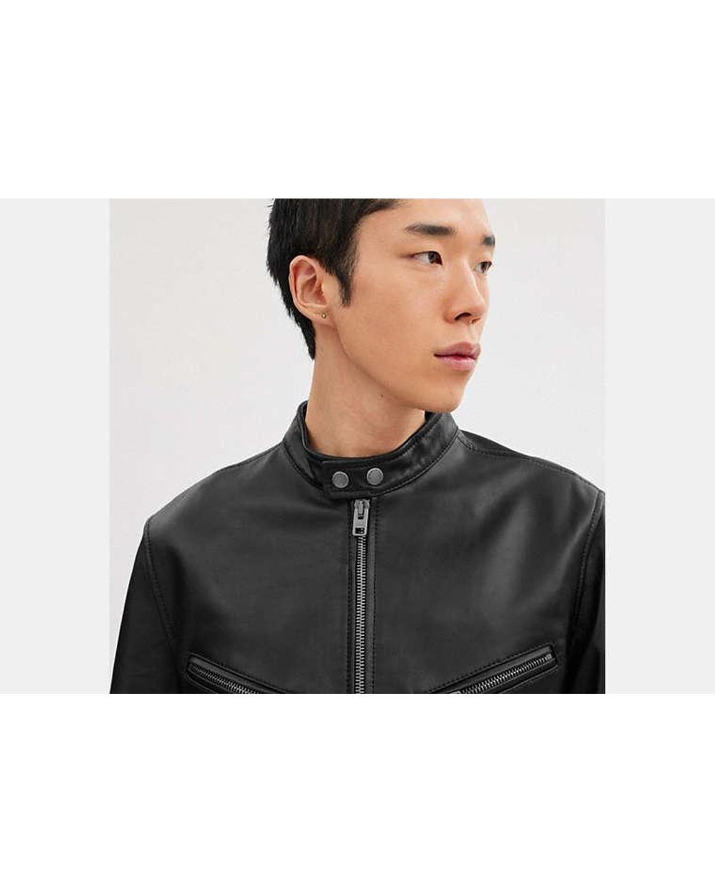 COACH Black Leather Racer for men