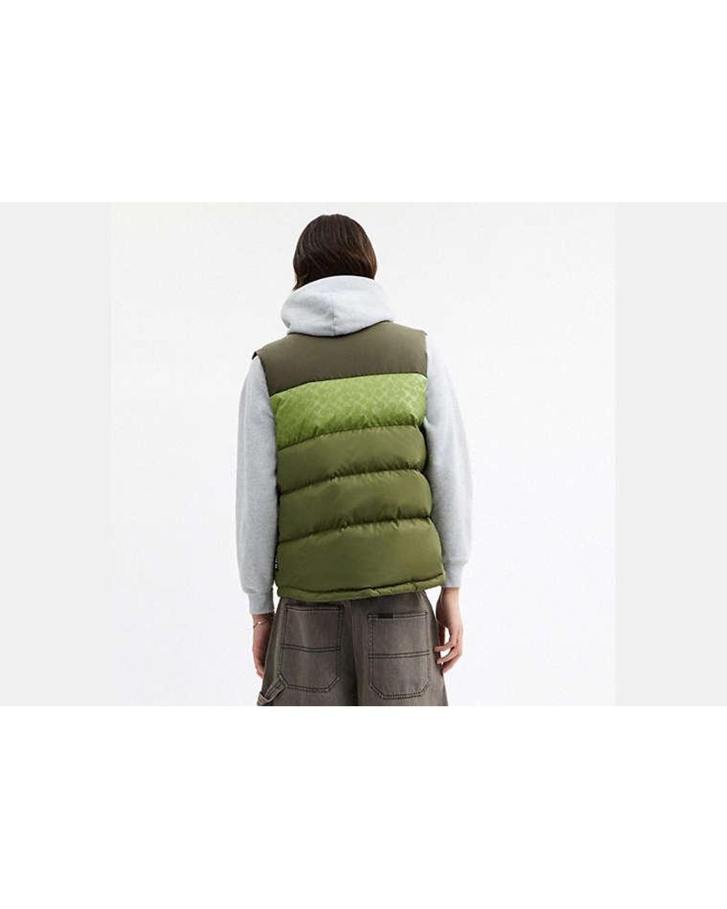 COACH Green Reversible Colorblock Down Vest for men