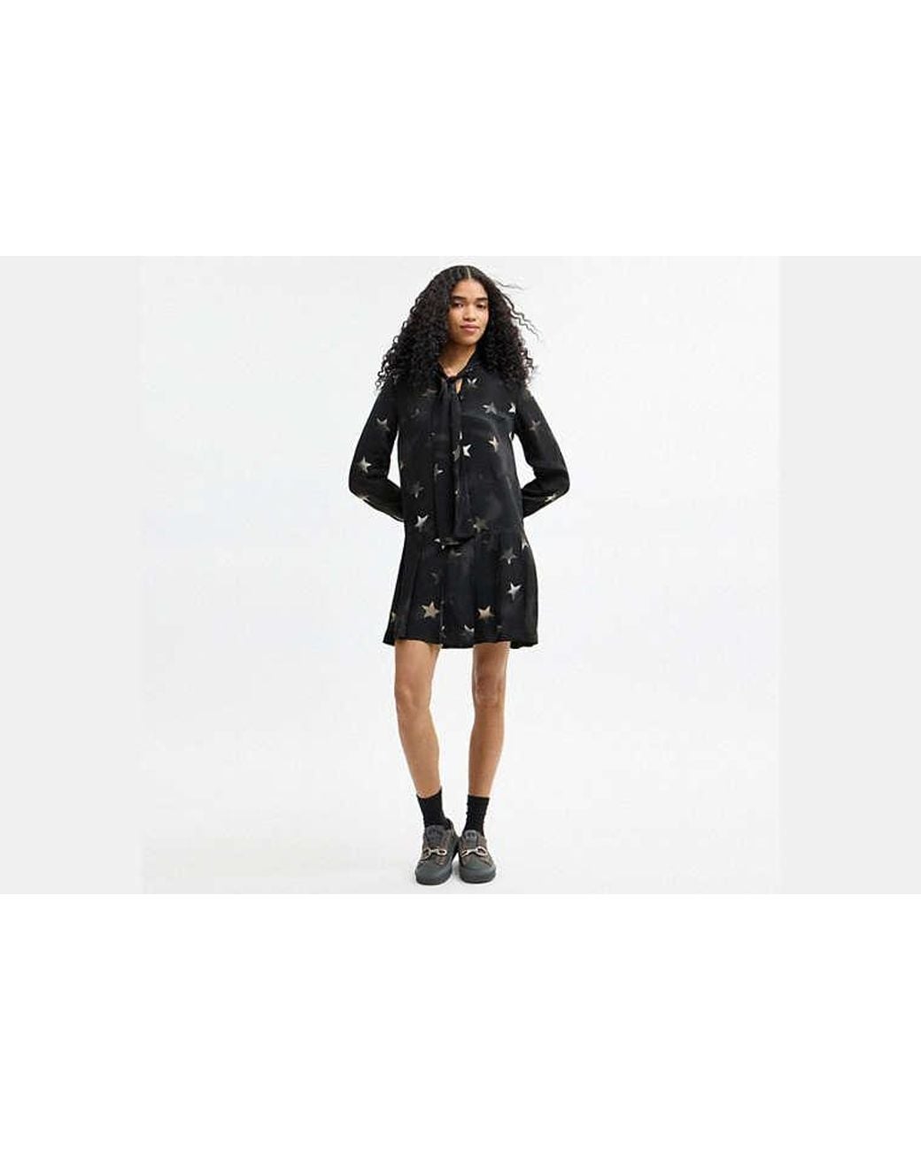 COACH Black Long Sleeve Star Dress