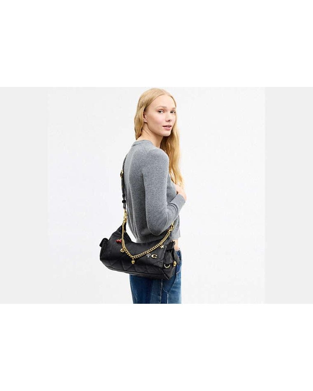 COACH Black Pocket Juliet Bag 30 With Quilting And Charms