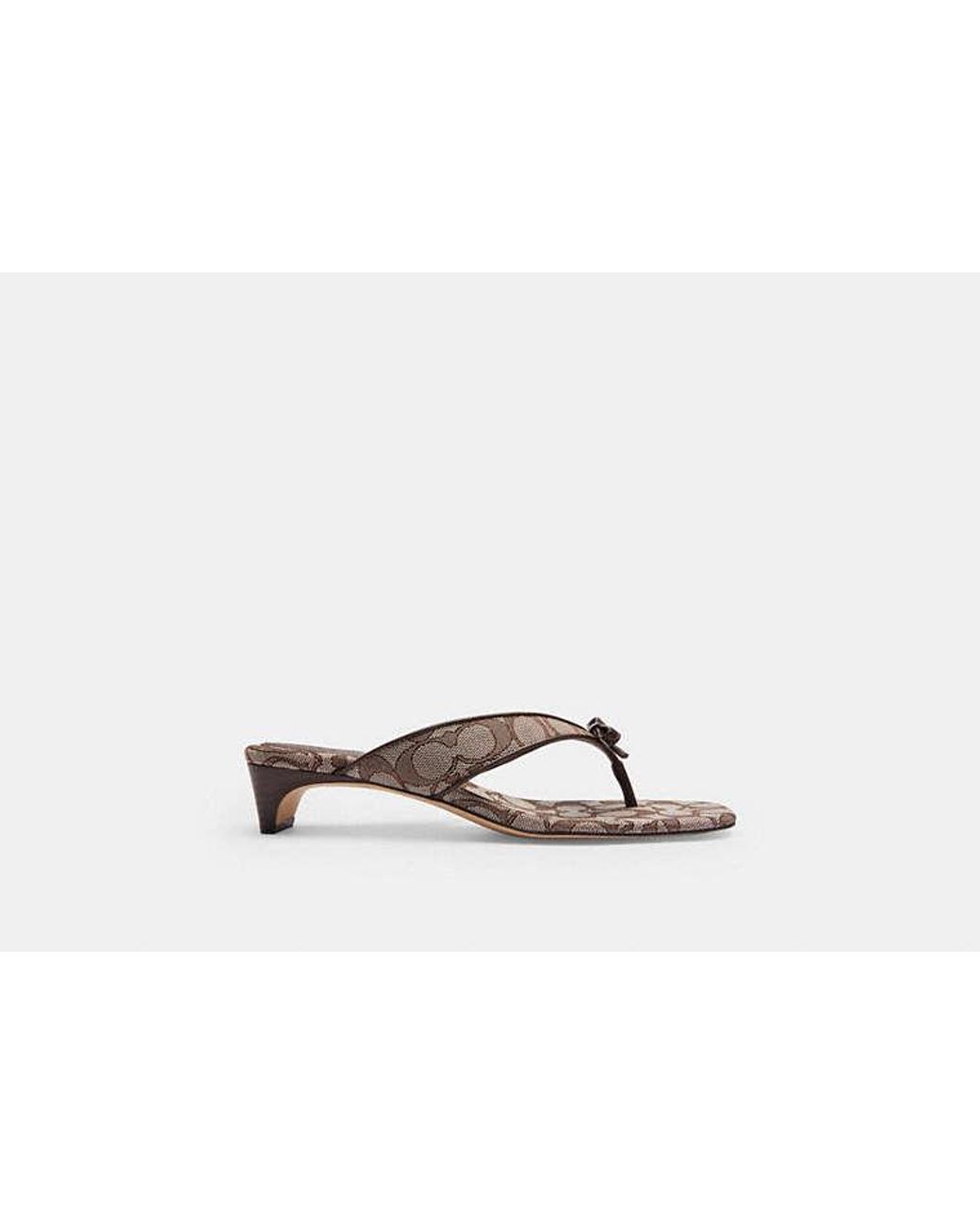 COACH Black Bow Thong Kitten Heel