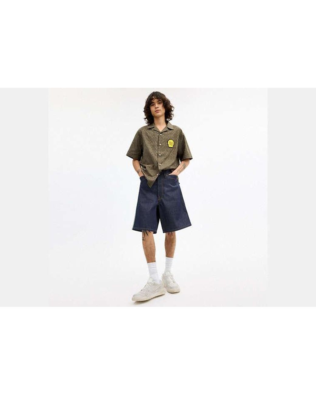 COACH Black Brain Dead Denim Shorts for men