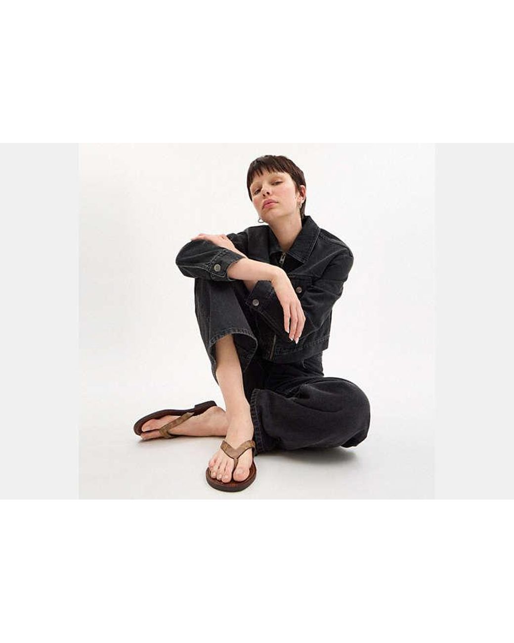 COACH Black Brianna Flip Flop