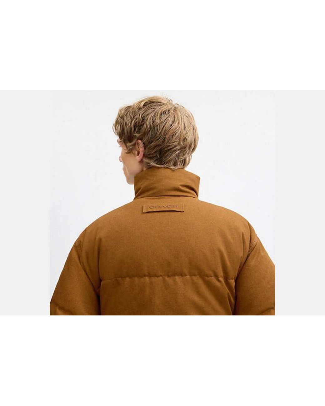COACH Brown Canvas Down Jacket for men