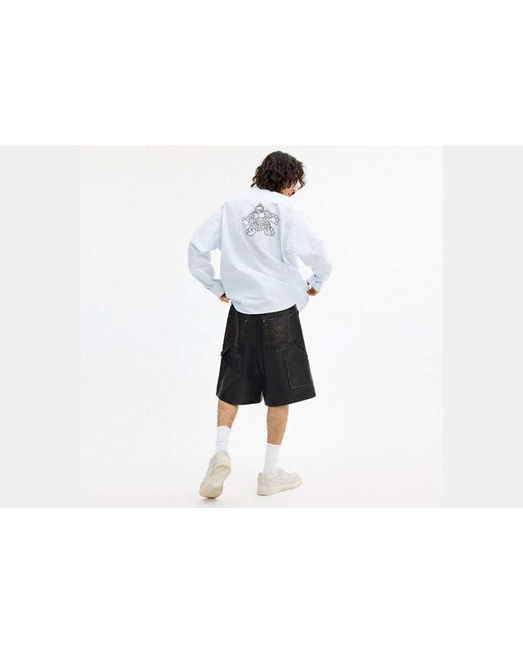 COACH Black Brain Dead Loved Leather Shorts for men