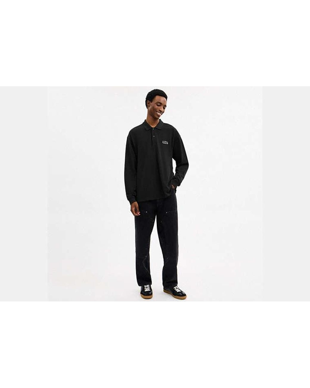 COACH Black Horse And Carriage Long Sleeve Polo for men