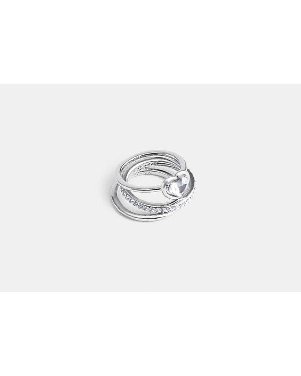 COACH Black Halo Heart Ring Set