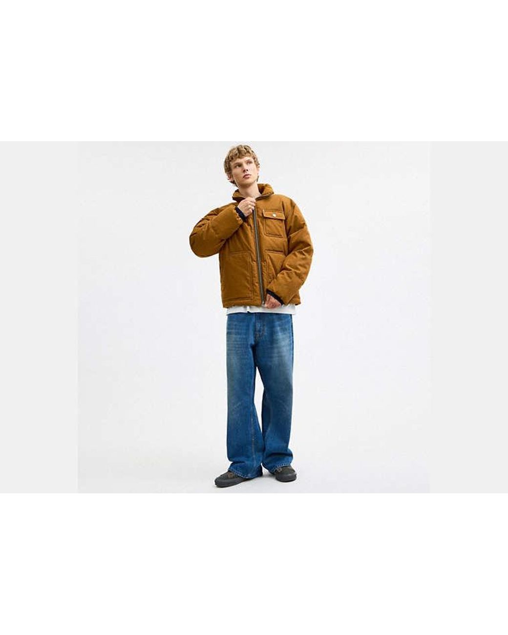 COACH Brown Canvas Down Jacket for men