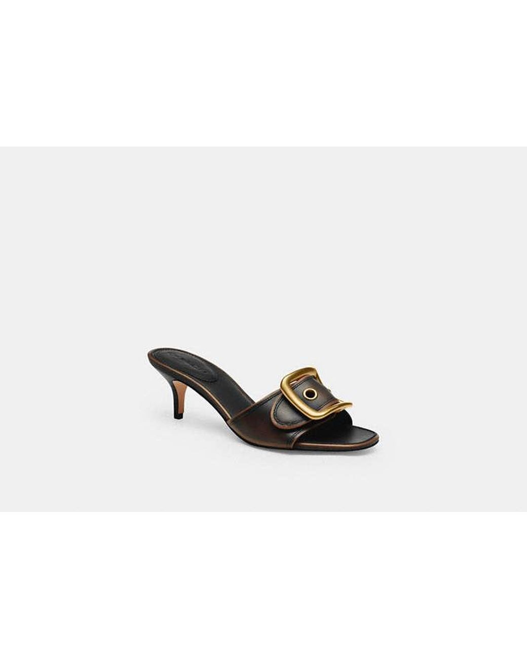 COACH Black Margot Sandal With Oversized Buckle