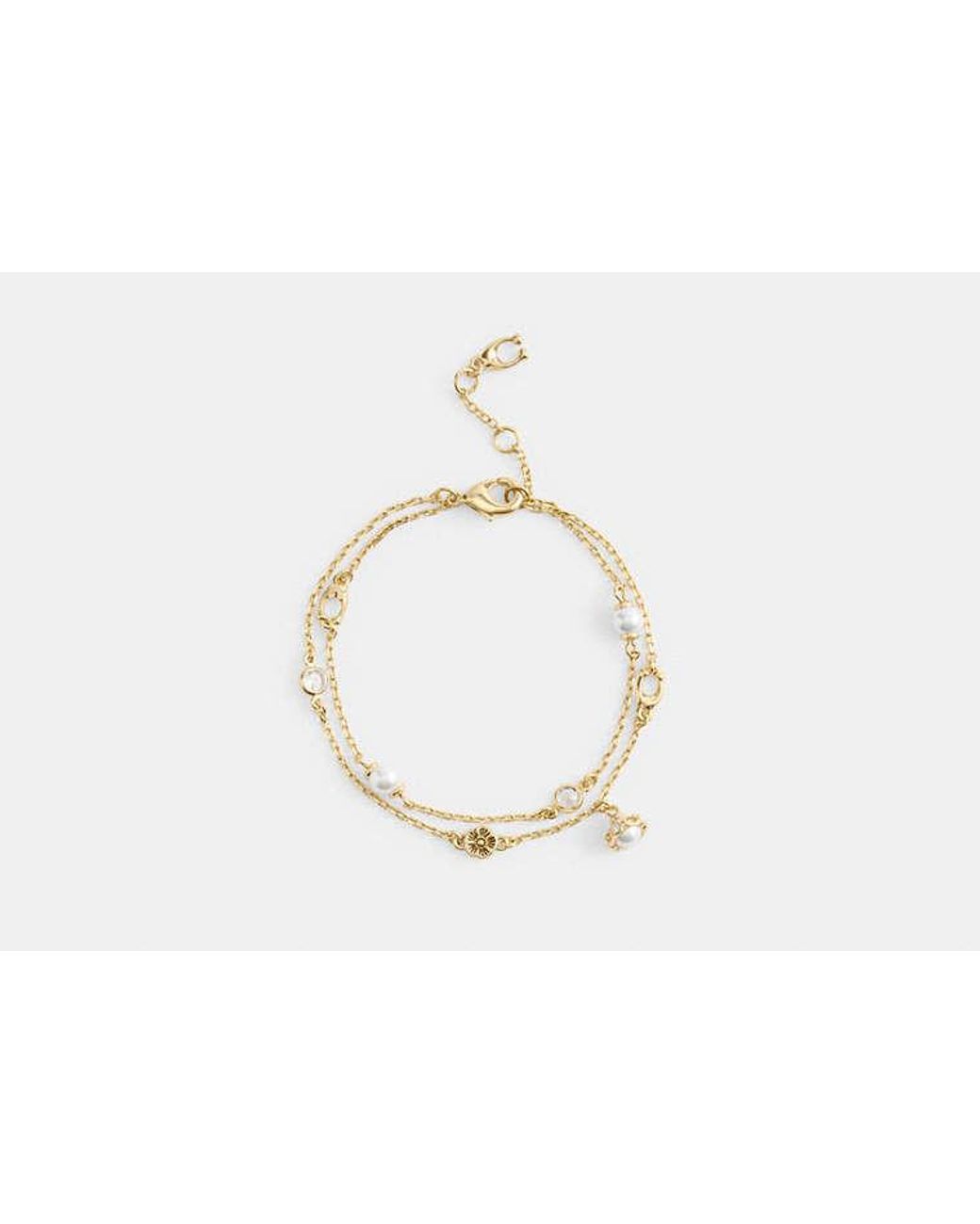 COACH Black Pearl Charm Double Bracelet