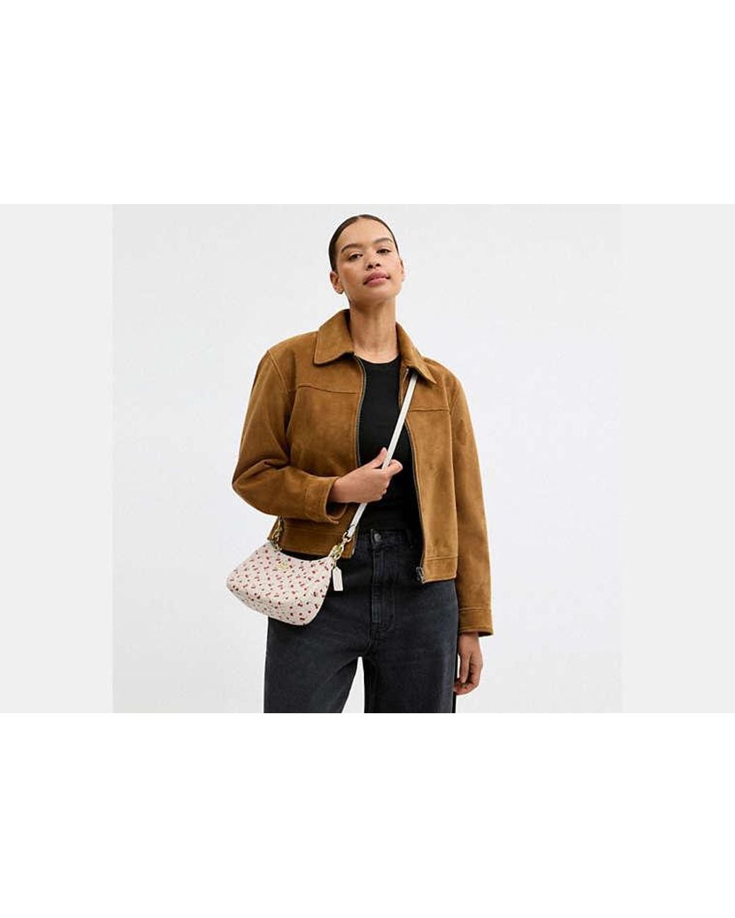 COACH Black Teri Shoulder Bag With Cherry Print