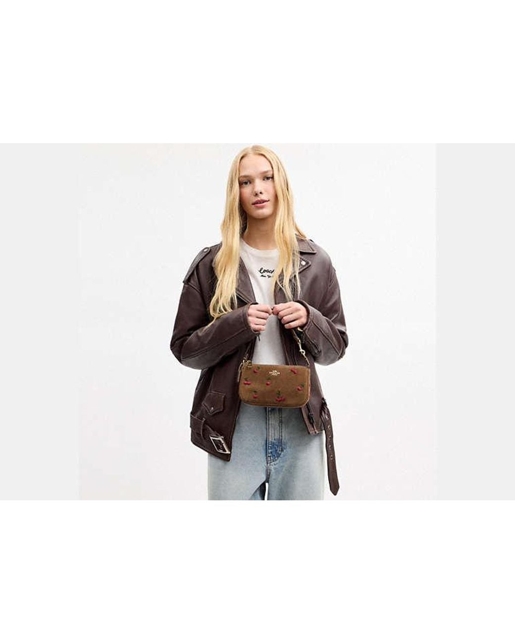 COACH Black Nolita 19 With Cherry Embroidery