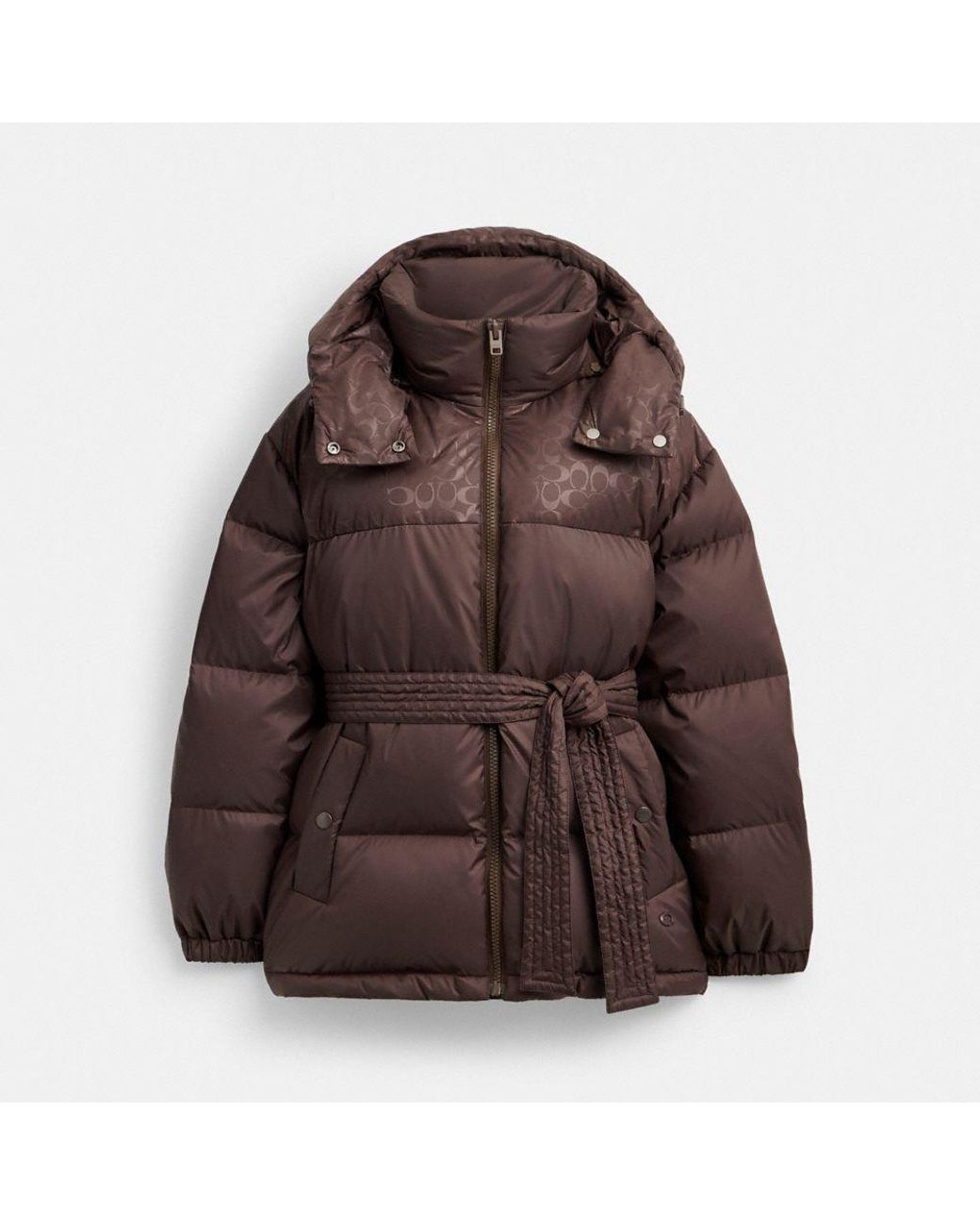 【Coach】Mid Puffer In Recycled Polyester ◆国内発送◆ coach-Brown-Mid-Length-Belted-