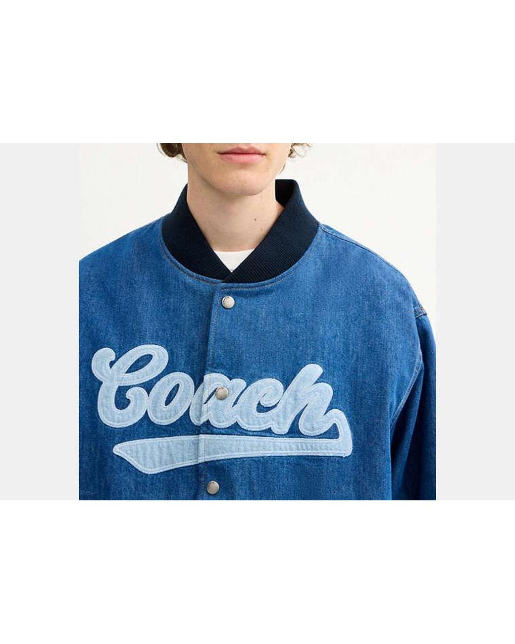 COACH Blue Denim Varsity Jacket for men