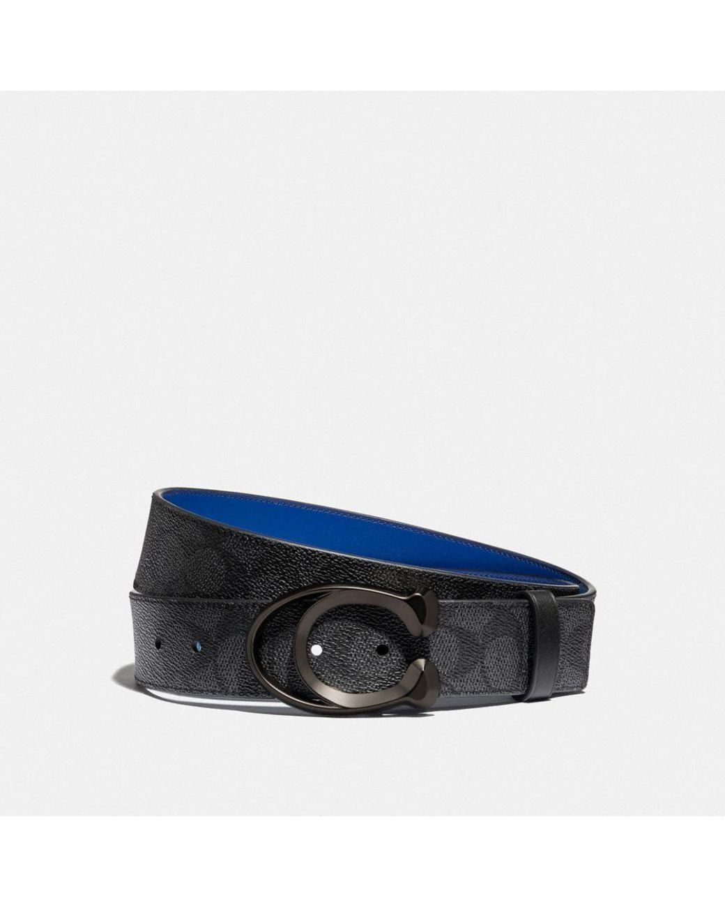 COACH Signature Buckle Belt, 38mm in Blue for Men | Lyst