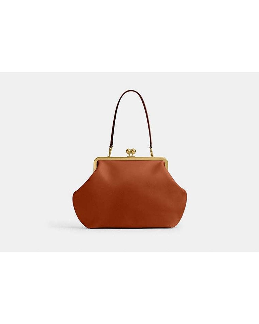 COACH Brown Large Kisslock Frame Bag