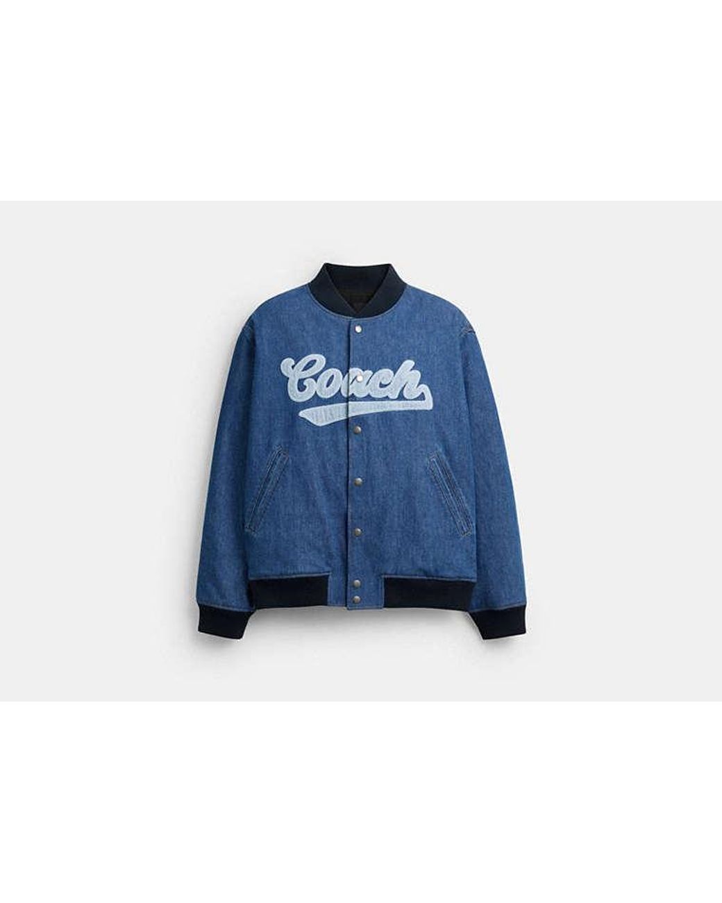 COACH Blue Denim Varsity Jacket for men
