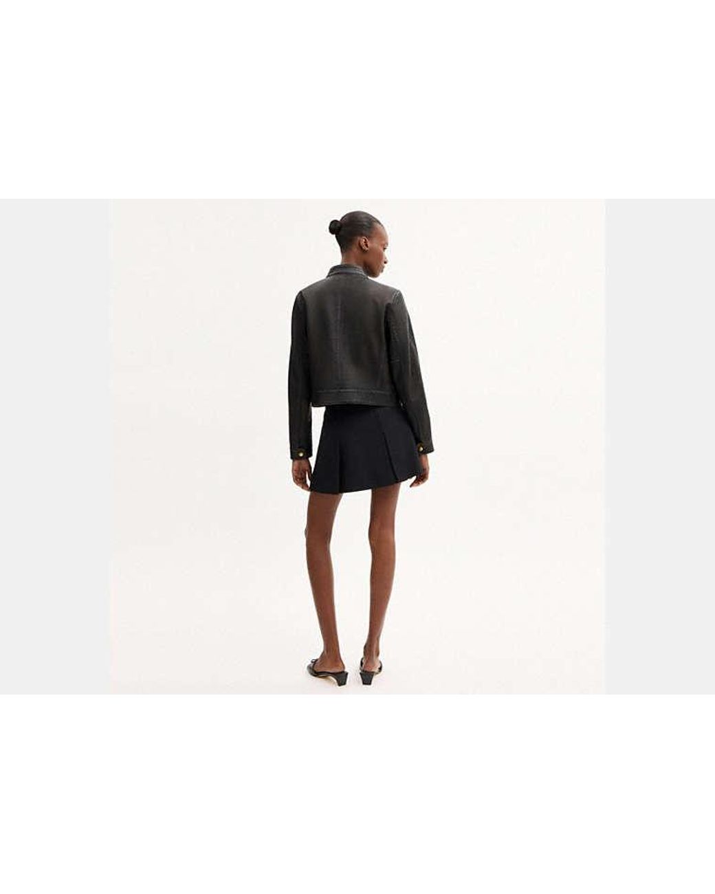 COACH Black Loved Leather Heritage C Racer Jacket