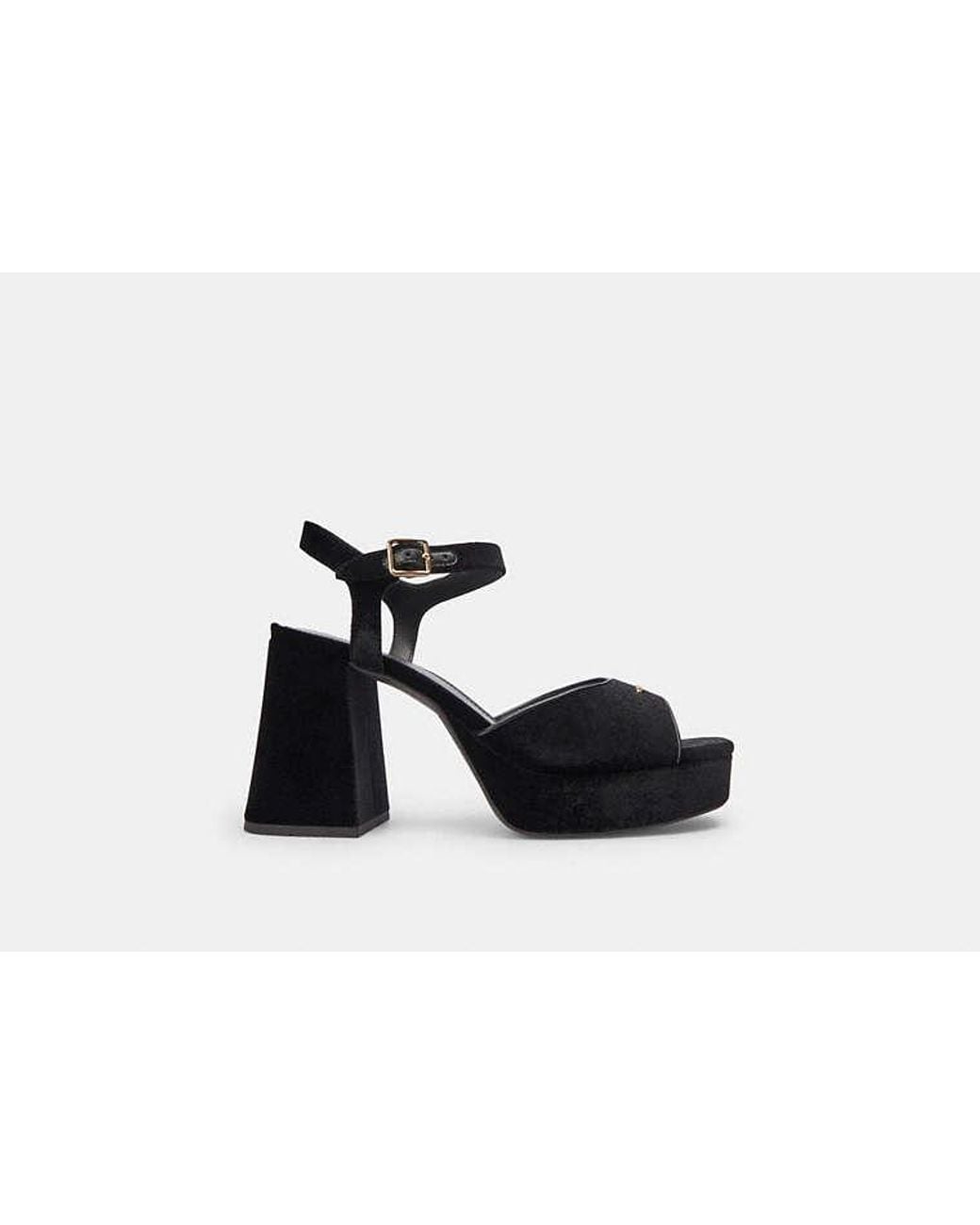 COACH Black Block Heel Sandal