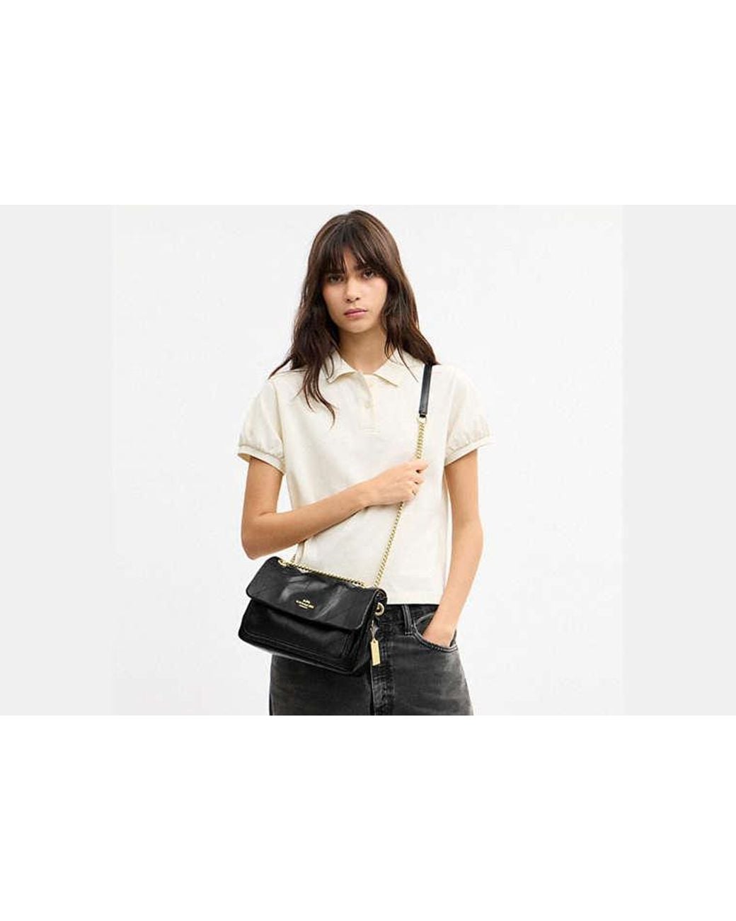 COACH Black Elodie Crossbody Bag 24 With Quilting