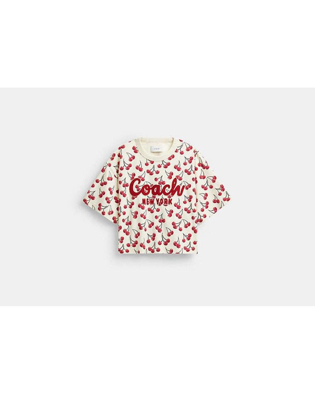 COACH Cherry Print Cursive Cropped T-Shirt in Black | Lyst UK