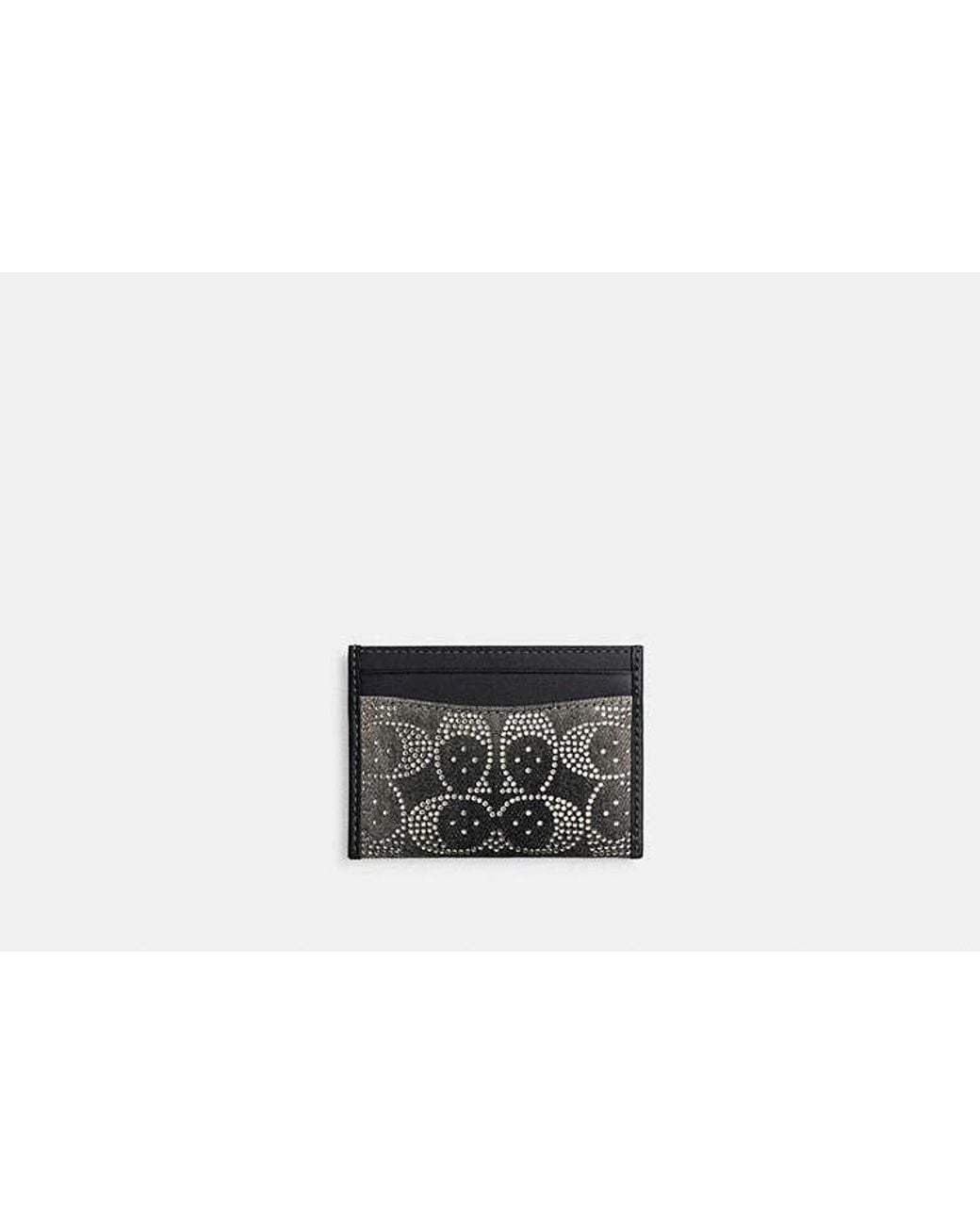 COACH Black Essential Card Case With Crystal Signature