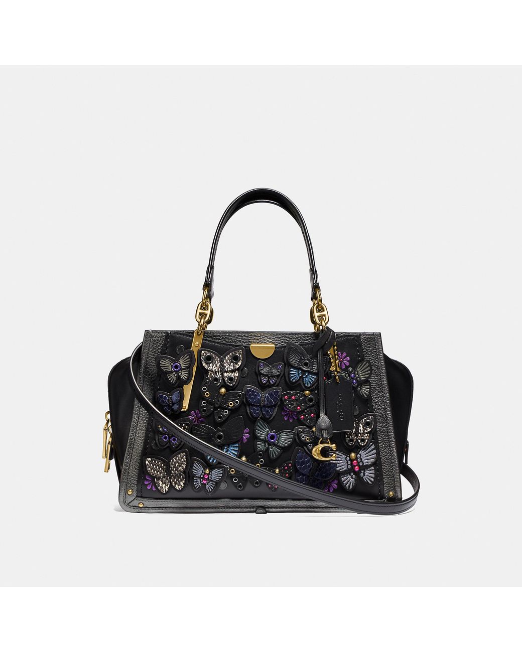 COACH Dreamer With Butterfly Applique And Snakeskin Detail in Black | Lyst